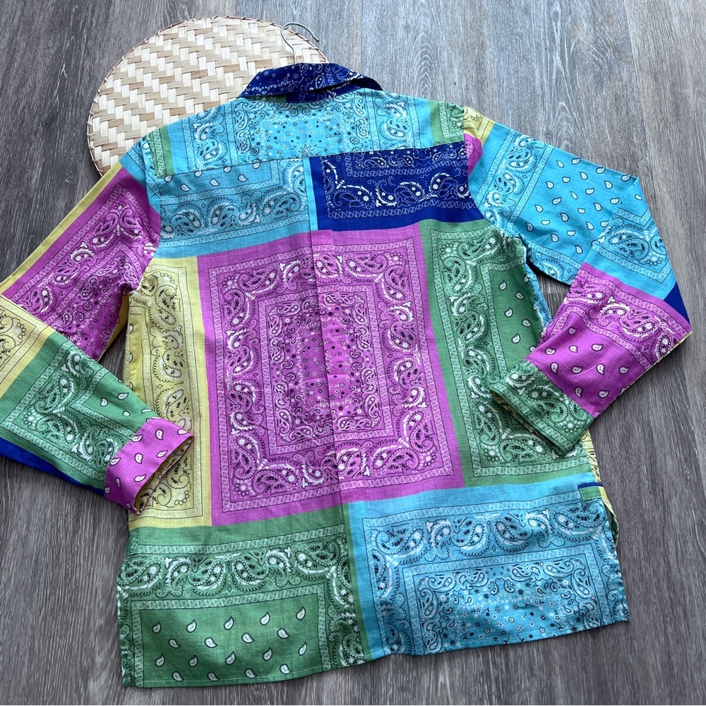 Vilagallo bandana patchwork printed button down s… - image 6